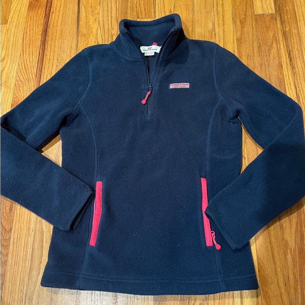 Vineyard vines navy blue fleece quarter zip pullover